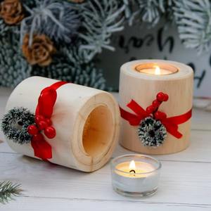 Venta al por mayor logotipo personalizable última llegada hermoso portavelas de madera para Tea Light Votive Pillar Taper para Navidad - Product Image 1