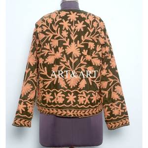 Women Embroidered <b>Velvet</b> Suzani Full Sleeves <b>Quilted</b> Eco-Friendly Cotton High Quality Jacket Gift - Product Image 5
