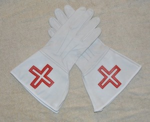 Gants maçonniques en cuir blanc brodé - Product Image 4