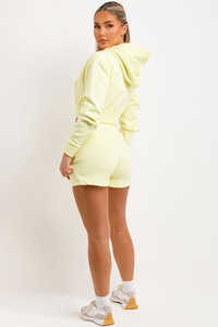 Conjunto de chándal de 2 piezas con capucha y pantalones cortos con cremallera para mujer, conjunto de chándal con capucha y chándal corto para mujer, conjunto de 2 piezas para mujer - Product Image 4