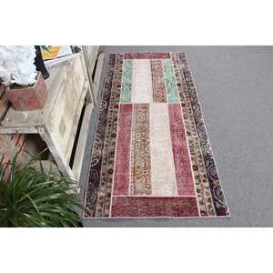 Tapis turc vintage, tapis d'appoint 2,7x6 pi (83x182 cm), tapis en laine rouge camouflage - Product Image 3