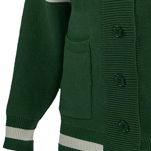 Logos universitarios personalizados en cárdigan verde de punto para estudiantes con cuello en V suéter de uniforme de manga larga para invierno - Product Image 3