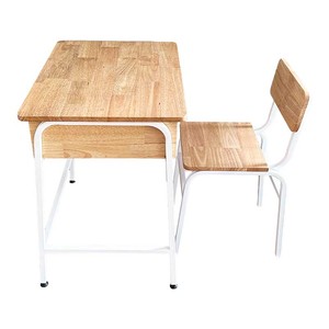 Conjunto de Escritorio y Silla Escolar de Diseño Moderno BGHS002 con Patas de Hierro Ajustables y Estructura de Madera de Caucho para Uso en el Aula - Product Image 2