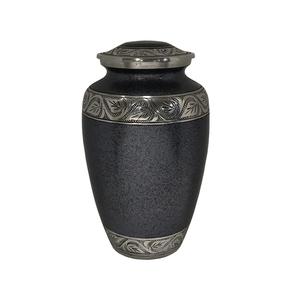 Urnes de crémation en métal avec urne à bande gravée Conception de texture grise Urne de crémation pour adultes à bas prix - Product Image 1