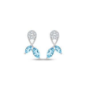 NOVAMART Fine Premium 925 Sterling Silver Drop <b>Earrings</b> for Women & Girls Gold Plated with Diamond Pearl <b>Opal</b> Flower Water Shape - Product Image 1