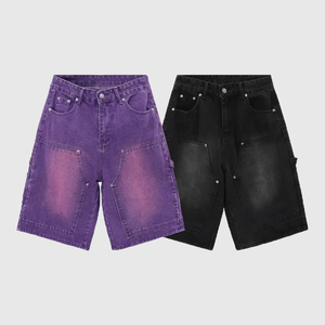 Baggy en jean personnalisé de haute qualité vintage délavé au soleil Short personnalisé en jean couleur unie Streetwear pour hommes Short en jean cargo - Product Image 6