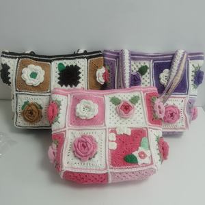 Venta al por Mayor de Fábrica, Bolso de Hombro Tejido a Crochet con Diseño de Rosas Multicolor, Nuevo 2025, Regalo para Navidad, Año Nuevo, Día de San Valentín - Product Image 1