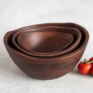 Tazón de madera pulido tradicional para uso doméstico en cocina y restaurante con elegante diseño artístico hecho a mano - Product Image 1