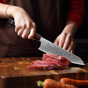มีดเชฟมืออาชีพแบบยึดกับที่เชฟแบบมีลวดลายของดามัสกัส - Product Image 4
