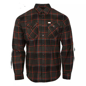 Chemise rouge et noire en flanelle de coton premium à carreaux avec boutons à l'avant et chemises de protection personnalisées pour le travail - Product Image 3