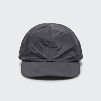 Casquette de baseball non structurée en nylon froissé à 5 panneaux, avec logo brodé, ajustée, unisexe, pour adulte, décontractée, en tissu satiné gris foncé