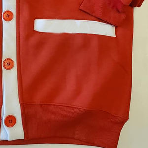 2025 Customizable 100% Cotton Long Sleeve Casual Rib Pullover Sweater Red Fashion <b>Cardigan</b> for College & University Winter Wear - Product Image 3