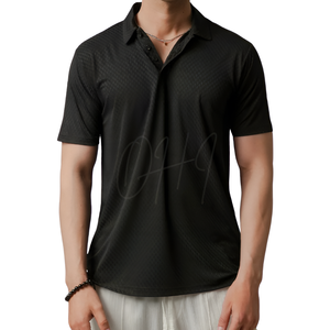 Camiseta Negra Personalizada para Hombre, 100% Algodón, Tejido de Felpa Texturizado, Transpirable, Corte Ajustado, Manga Corta, Ropa Casual, OEM al por Mayor - Product Image 4