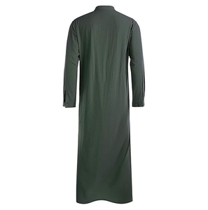 Túnica Larga Informal de Algodón y Lino Transpirable, Túnica de Manga Larga para Oración, Color Sólido Teñido, Túnica para Hombre - Product Image 3