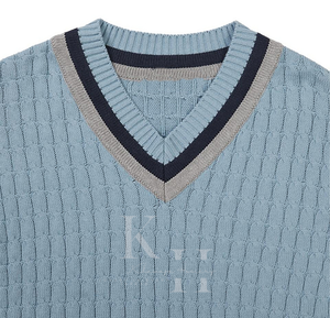 เสื้อสเวตเตอร์ถักนิตติ้งสำหรับเด็กนักเรียนชายหญิงแบบสวมหัวแขนยาวผ้าคอตตอนเนื้อนุ่มดีไซน์ตามสั่ง - Product Image 4