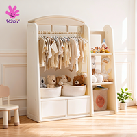Kinder-Kleiderschrank-Organizer Mantel- und Hut-Aufbewahrungsregal Hängestange und Ablagefach Baby-Kleiderschrank