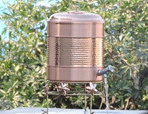 Distributeur d'eau en métal cuivre pur à moitié martelé de vente chaude au meilleur prix de l'Inde - Product Image 4