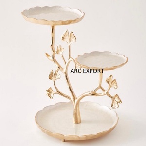 Silver Latest Color With 2 Tire Decoration Stylish Modern Antique Black Tree Leaf Design Decoration Cake Stand - Product Image 5