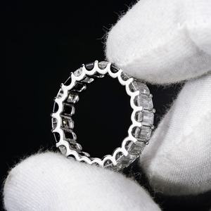 Hip Hop Real 9k White Gold Rhodium Plated Emerald Cut Shape Black&white GRA Vvs Mossanite Iced Tennis Eternity <b>Ring</b> <b>Men</b> Women - Product Image 2