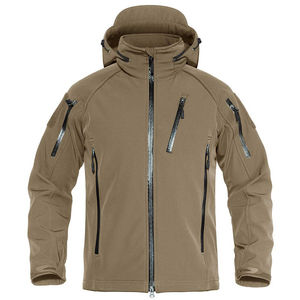 Chaqueta Softshell a prueba de viento de lona impermeable con capucha personalizada para hombres Senderismo Tallas grandes con opciones de logotipo frontal - Product Image 1