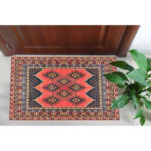 Navy Blue Rug, Classic Pattern Rug, Printed Rug for Living Room,Nonwoven Thin Rug - Product Image 4