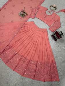 Lehenga choli สีชมพูออกแบบโดยดีไซเนอร์สำหรับงานแต่งงานผู้หญิง lehenga choli อินเดียเทศกาลแบบดั้งเดิมเพื่อนเจ้าสาว Sangeet lehnga - Product Image 4