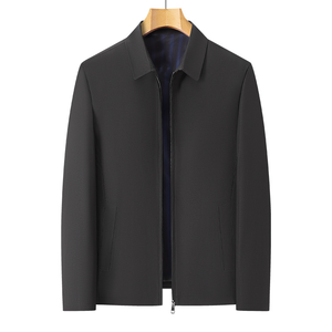 Luxe Heren Casual Jacks Met Rits Jas Geweven Loszittend Zakelijke Pak Werkjack Met Mode-Stijl - Product Image 4
