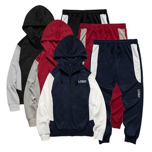 Survêtement avec logo personnalisé pour hommes Jogging Pantalon de survêtement et sweat à capuche Ensemble à fermeture éclair Décontracté Slim Fit Training Wear Survêtement Ensembles - Product Image 5