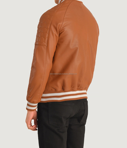 Blouson universitaire homme style urbain à motif lettres côtelées personnalisé, en polyester/coton, col montant, pour l'hiver, service OEM, réduction - Product Image 4