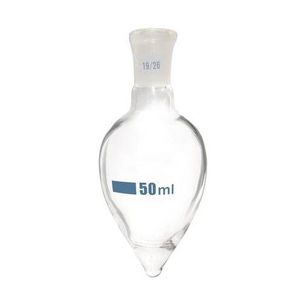 ขวดกลั่นแก้วโบโรซิลิเกตทรงลูกแพร์ขนาด 50 มล. (19/26) - Product Image 1