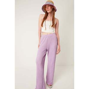 Pantalon midi décontracté pour femme Mega Merchant, coupe large, tissu tissé texturé respirant, 100% polyester, taille XL, pantalon habillé élastique - Product Image 2