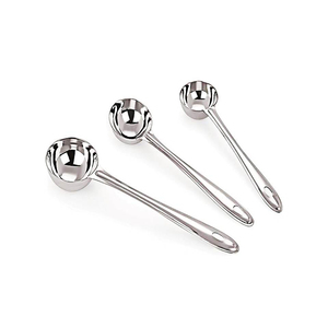 Strong Silver Nickel Plated Big Long Handle Stainless Steel <b>Soup</b> Spoon and <b>Ladle</b> Serving Utensils for Home Kitchenware Usage - Product Image 1
