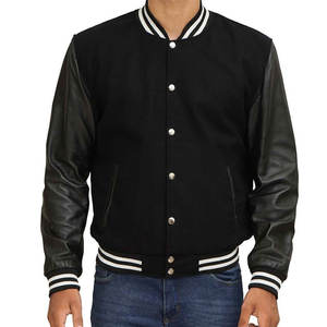 Venta al por mayor de OEM personalizado de cuero mangas College Varsity chaqueta de vendedor superior Bomber Varsity chaqueta para los hombres - Product Image 4