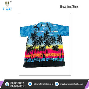 Camisas hawaianas estampadas de palmera para hombres, artículos de fiesta de manga corta, artículos de playa, proveedor indio líder, venta a granel - Product Image 5