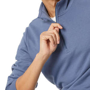 Sweat-shirt à col montant mi-zippé en polaire épaisse de luxe, écologique, pour l'hiver, avec logo personnalisé pour hommes - Product Image 6