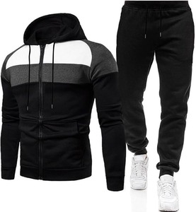 Ensemble de survêtement personnalisé pour homme, 100% coton, pantalon de survêtement à double taille, ensemble de sweat-shirt à fermeture éclair - Product Image 1