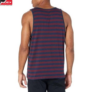 Camiseta sin Mangas a Rayas para Hombre, Cuello Redondo, Tejido de Algodón, Estilo Casual - Product Image 2
