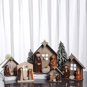 <span class=keywords><strong>Crèche</strong></span> en bois artisanale avec figurines <span class=keywords><strong>de</strong></span> la Sainte Famille en céramique blanche, <span class=keywords><strong>crèche</strong></span> rustique <span class=keywords><strong>de</strong></span> <span class=keywords><strong>Noël</strong></span>, décoration traditionnelle pour la maison, idéale pour un cadeau - Product Image 5