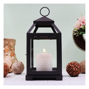 Linterna de Metal de estilo europeo para exteriores, para decoración del hogar, colgante de jardín negro, diseño marroquí, impresión personalizable, luz usada - Product Image 1