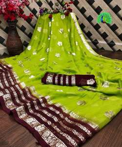 Georgette Saree avec filet Travail de mariée pour Fancy Party Wear Femmes Mariage Saree - Product Image 6