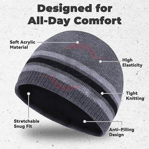 High Quality Jacquard <b>Beanie</b> <b>Hats</b> for Men and <b>Women</b> Customizable with Common Fabric Fashionable OEM Service - Product Image 5