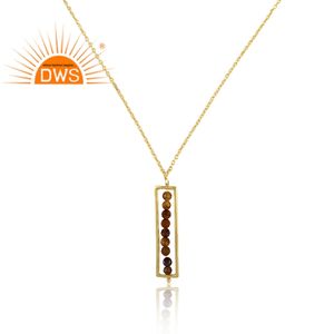 Diseño caliente 925 Plata de Ley 18K chapado en oro Natural amarillo Ojo de Tigre collar de piedras preciosas Demi joyería fina para mujeres - Product Image 2