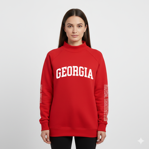 Women Oversized Stand Collar Printed Sequined Badge Pullover Sweatshirt Cozy Cotton Fleece Casual Autumn Winter <b>Top</b> - Product Image 1