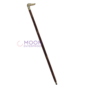 Best Price Handmade Polished Antique Brass Swan Handle Walking Stick Stylish Fashion <b>Novelty</b> <b>Gift</b> From India Manufacturer - Product Image 3