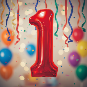 Globo de Fiesta con Número Rojo N1 de 100cm, Paquete de 12 Unidades - Product Image 3