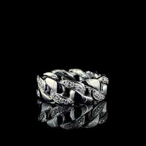 Anillo de enlace cubano Hiphop 10K/14K VVS Moissanite Anillo de moissanita incoloro de corte redondo brillante - Product Image 5