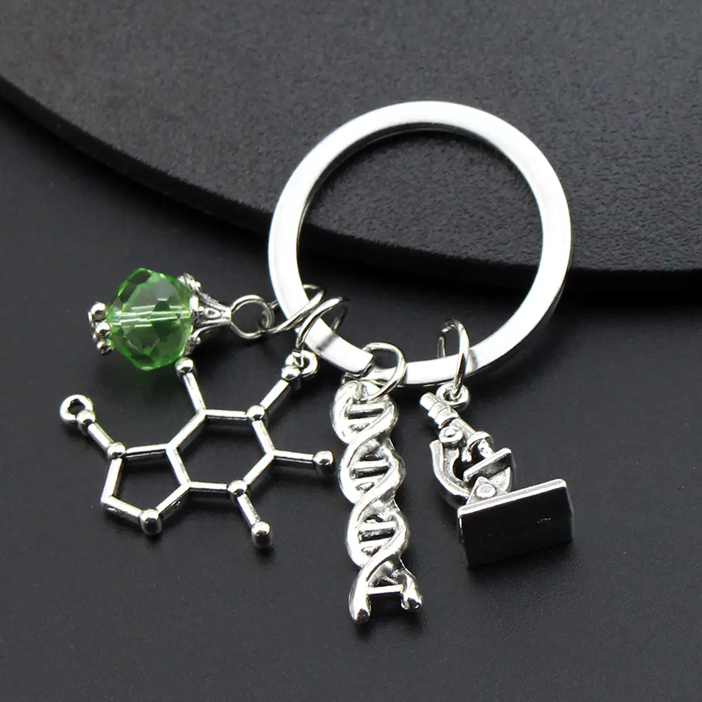 Microscopes Science DNA Doctor Pendants DNA metal Key Chains Graduation Student Teacher Gift Anatomy Neurology Biology Key Rings