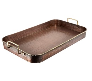 Bandejas DE SERVICIO DE METAL modernas de alta demanda en aluminio y cobre martillado y liso Tamaños personalizados Formas y pulido - Product Image 3