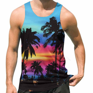 Camiseta sin Mangas Personalizada con Logotipo para Hombre, Sublimada, Tejida, Informal, 100% Algodón, Elástica, de Secado Rápido y Transpirable - Product Image 1