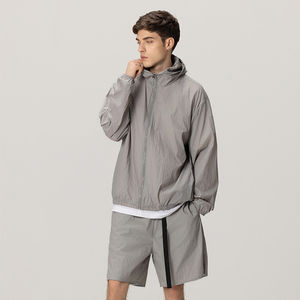 Ensemble de survêtement décontracté pour homme, veste et short légers d'été respirants en élasthanne/coton, vêtements de sport, coupe-vent, short - Product Image 1